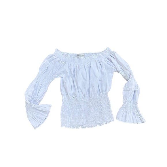 Helen Ainson White Smocked 100% cotton peasant Blouse boutique size small - Picture 8 of 11